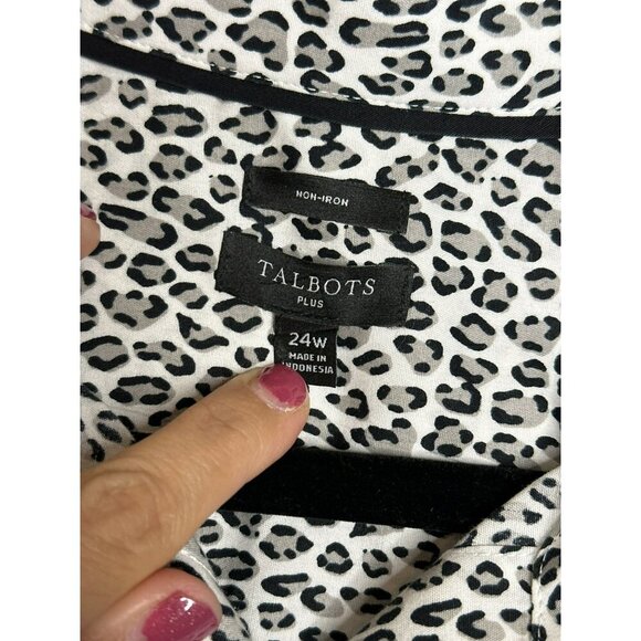 Talbot's Women's 24 Plus No Iron LS Button-Up Dress Shirt Leopard Print - Picture 4 of 9
